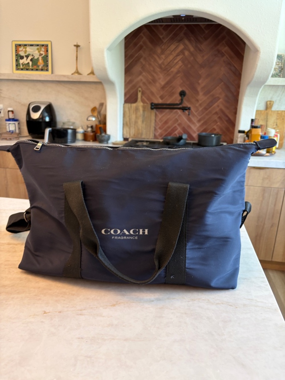 Coach Fragrance Navy Nylon Duffel Bag